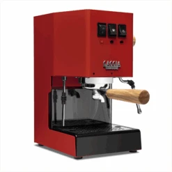 Gaggia Classic Evo Pro Espresso Machine In Cherry Red With Olive Wood -Coffee Makers Store GACLASSICEVOPROREDOW Red Olive Single EVO 1153