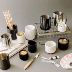 Fellow Eddy Steaming Pitcher 12oz - Polished Steel -Coffee Makers Store MontyEddyxLatteArt FullLineUp PSD 2 82c14dd7 8ae0 4b28 a325 130aaa3027b6