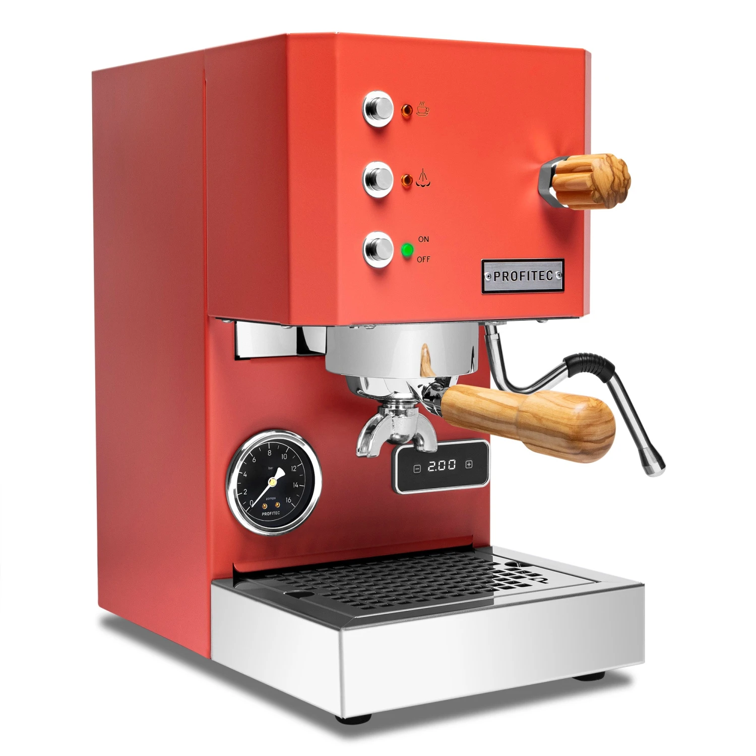 Profitec GO Espresso Machine - Red With Olive Wood 1 Profitec GO Espresso Machine - Red With Olive Wood