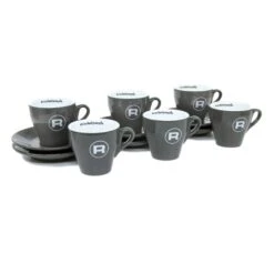 Rocket Espresso 6 Piece Flat White Cup And Saucer Set - Grey