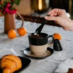 NotNeutral Black Pico Cappuccino And Latte Saucer -Coffee Makers Store pico large latte black spoon drip 1080 1