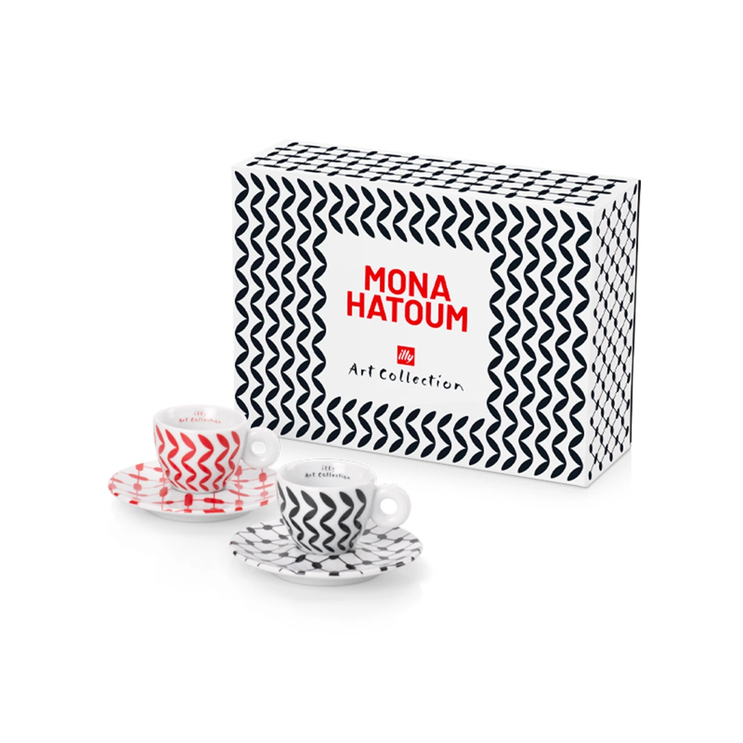 Illy Mona Hatoum Set Of 2 Espresso Cups And Saucers 1 Illy Mona Hatoum Set Of 2 Espresso Cups And Saucers